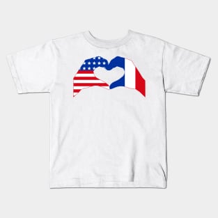 We Heart USA & France Patriot Flag Series Kids T-Shirt